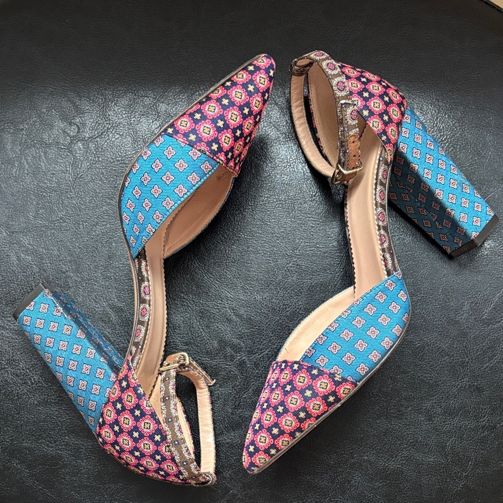 J. Crew Collection Ankle-Strap Pumps in Mixed Silk Tie - Picture 2 of 5